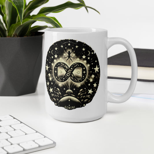 Gemini Celestial White Glossy Mug