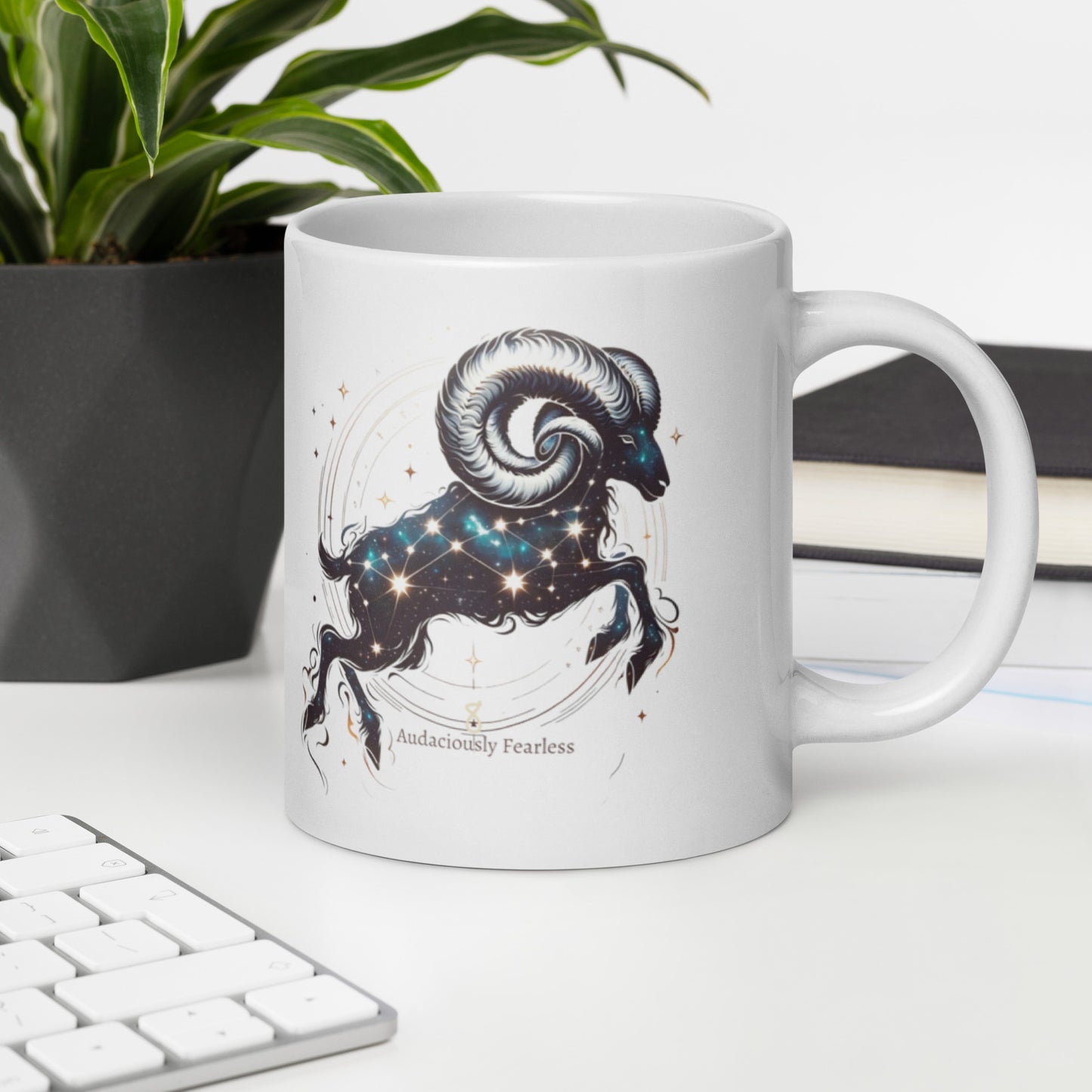 Aries Bold Ram White Glossy Mug