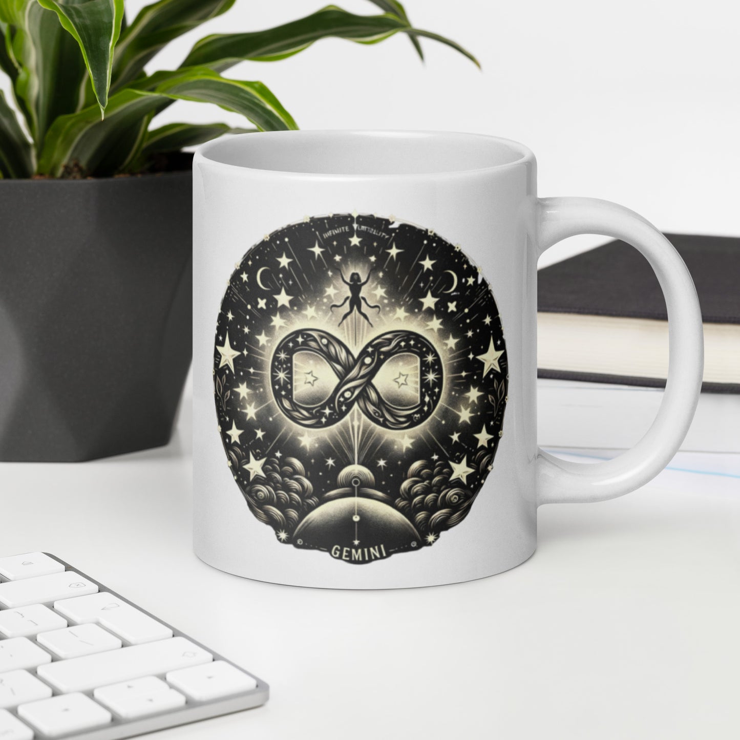 Gemini Celestial White Glossy Mug